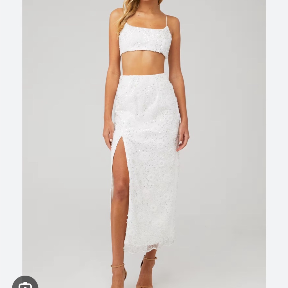 Show Me Your MuMu White Maxi Skirt Set